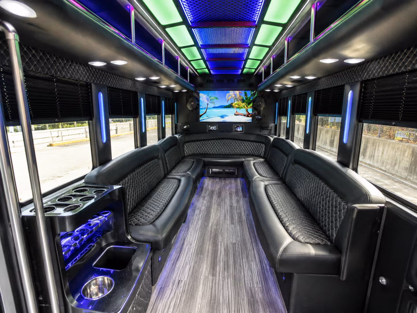 schenectady 18 passenger party bus inside